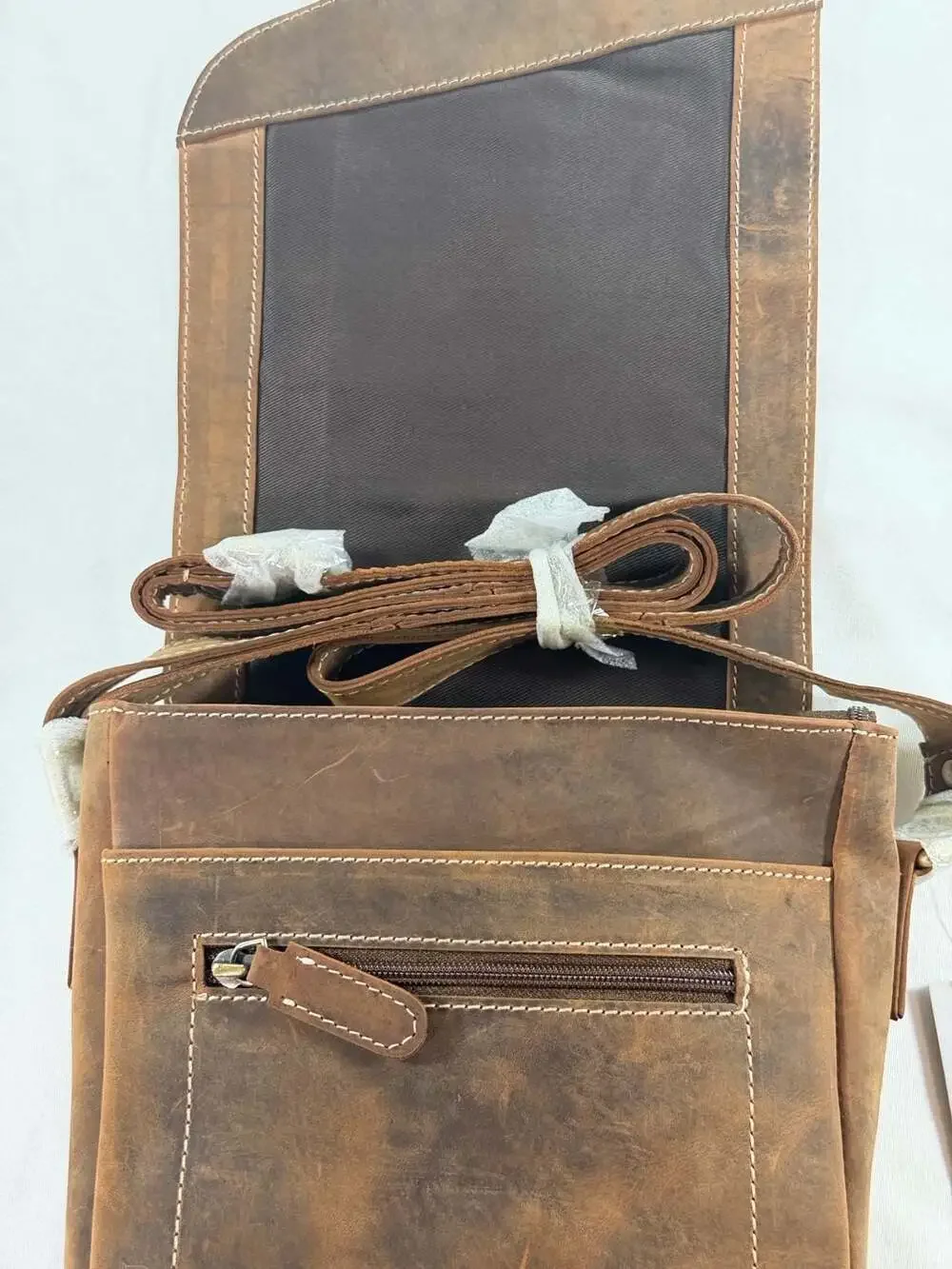 American Bison Genuine Leather Vintage Style Crossbody Messenger Bag Code 1746